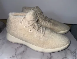 Allbirds Wool Runner-Up Mizzle Women‎ 8 Cream Fluffy Merino Mid Top Sneakers thumbnail 1