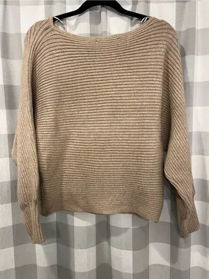 Anthropologie Ribbed Scoopneck Sweater - Taupe thumbnail 5