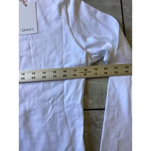 Quince Organic Cotton Stretch Long Sleeve Crew Neck Bodysuit White XL thumbnail 3