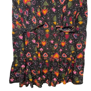 Uncle Frank Black Hearts of Flame Sacred Tiered Mini Dress Long Sleeve Medium thumbnail 5