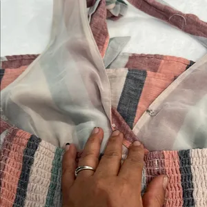 American Eagle Outfitters Pink and Green Halter Maxi Sundress thumbnail 7