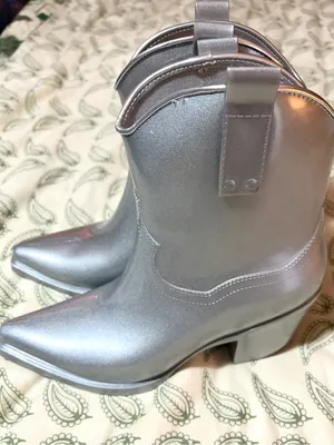 Beach by Matisse Oakley Water Resistant Western Rain Boot Metallic Silver 8 NIB thumbnail 7