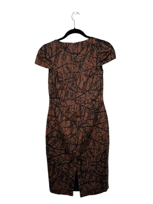 David Meister Brown and Black Abstract Print Square Neck Sheath Dress Size 4 thumbnail 2