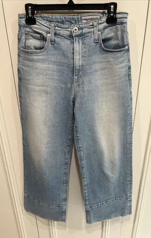 AG Adriano Goldschmied Etta High Waisted Wide Leg Blue Jeans Light Wash thumbnail 1