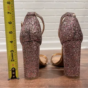 Rose Gold Glitter Strappy Block Heels Pink Size 8 thumbnail 12