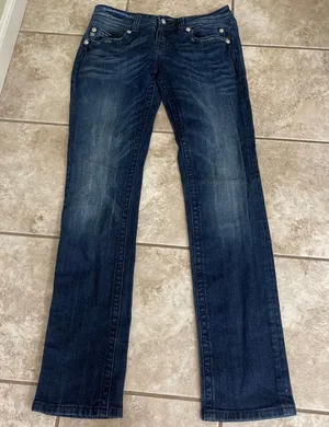 Miss Me Bradbury Skinny Jeans Dark Wash Embellished Flap Pocket 31 women's thumbnail 1