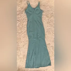NWOT Dress the Population Iris maxi slit crepe gown tranquil blue sz XL thumbnail 3