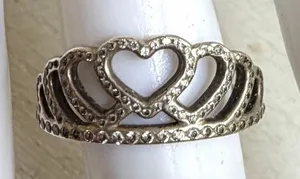 Pandora Sterling Silver Hearts Tiara Ring S925 ALE thumbnail 1