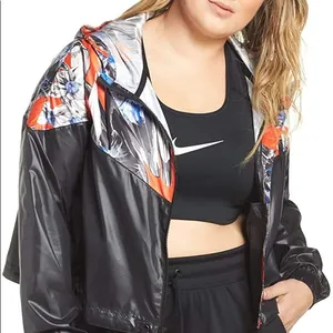 Nike Floral Sportswear Windrunner Black/Red Funnel Neck Jacket NWOT thumbnail 3