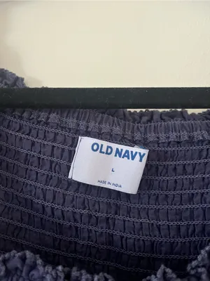 Old Navy Blue Embroidered Smocked Peasant Top Large Cottagecore Prairie Summer thumbnail 2
