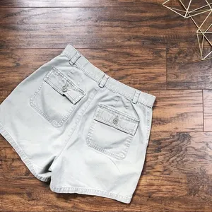 vintage • J Crew button fly shorts cargo faded green high rise twill stone wash thumbnail 2