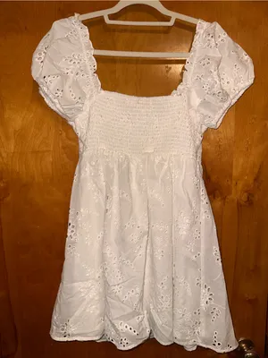 Altar'd State Paloma White Eyelet Tie-Front Mini Dress size L thumbnail 4