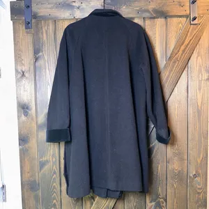 Vintage Herman Kay 100% WOOL Coat‎ Lined Jacket Pea Coat Black Size 14 thumbnail 3