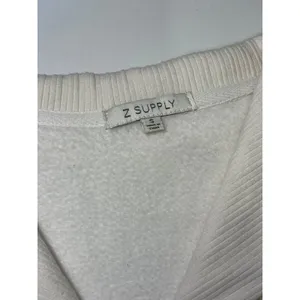 Z Supply Womens‎ Cream Ribbed Collar Fleece Pullover Sweatshirt ZT233836S Size S thumbnail 2