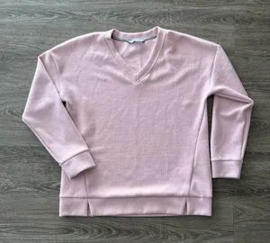 Marc New York V Neck Sweater Womens L Dusty Pink Ribbed Long Sleeve Sweatshirt thumbnail 1