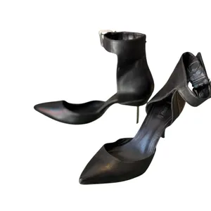 Schutz Black Leather Pointed Toe Ankle Strap Stiletto Heels Size 9 EU 40 in EUC thumbnail 7