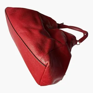 Coach Edie Pebbled Leather Shoulder Bag Red Large Hobo Tote Turnlock Zip Purse thumbnail 10
