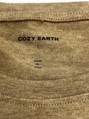Cozy Earth Women’s All Day Tee Tan Beech Heather Large Short Sleeve Shirt NEW thumbnail 2