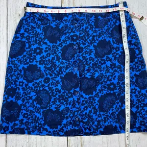 Boden Sara Linen Button Front Blue Floral Skirt thumbnail 2