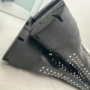NEW ZARA Studded Chunky Moto Boots Black Chelsea Vegan Leather m size 6 / 36 EU thumbnail 8