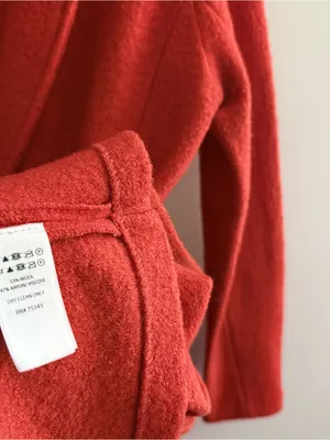 Rachel Zoe Red-Orange Long Wool-Blend Single-Button Coat Womens Small thumbnail 5