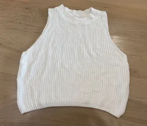 Reformation white ribbed knit sleeveless tank top size medium thumbnail 1