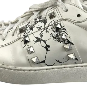 Valentino Garavani Rockstud Women's White Lace Up Low Top Leather Sneakers Sz 9 thumbnail 5