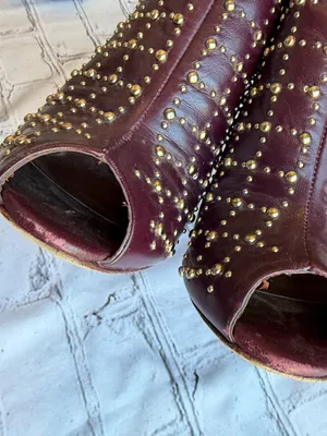 Schutz Slingback Peep-Toe Studded Heels 6B Leather Rocker Going Out Party thumbnail 13