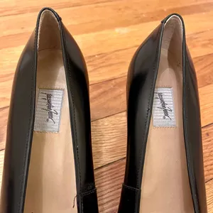 Jacqueline Ferrar Vintage Black Leather Block Heel Pumps Square Toe Shoes 8.5M thumbnail 5