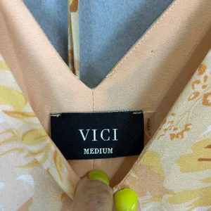 Vici Boho Floral Mini Dress Medium Yellow Ruffle Flowy Festival Summer Chic thumbnail 3