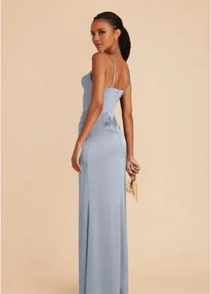 Satin Bridesmaid Dress Blue Size 4 thumbnail 2