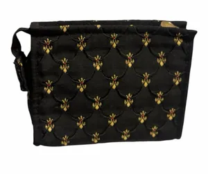 Oscar de la Renta Black Quilted Cosmetic Pouch with Gold Hardware thumbnail 1