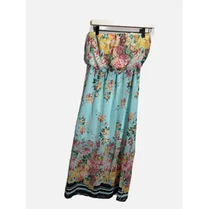 Socialite Maxi Dress Womens Small Blue Floral Strapless Boho Summer Event thumbnail 2