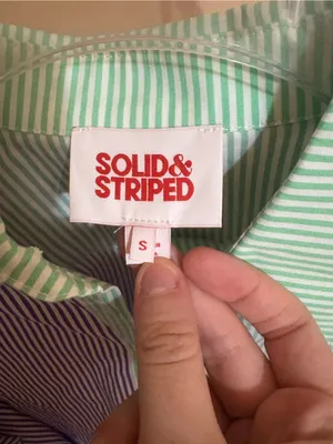 Solid & Striped Green & Purple Striped Oxford Button Up thumbnail 3