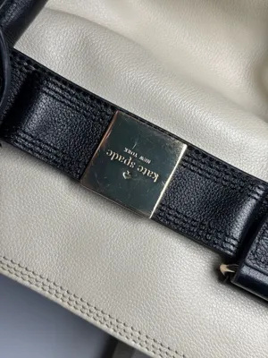 Kate Spade New York Black and Cream Leather Bow Satchel Handbag thumbnail 3