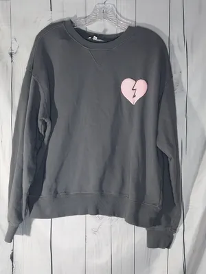 Wildfox “ I Wish It Was Saturday” Gray Broken Heart Y2K Alt Sweatshirt thumbnail 1