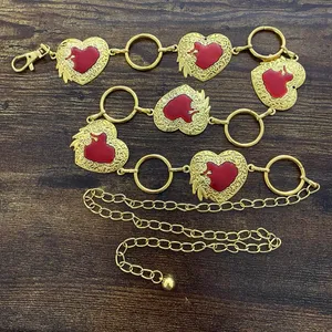 Gold Y2K Red Heart Open Ring Waist Chain Belt, Fits 25.5-45 Inches, X7GA1295 thumbnail 6