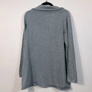 Jones New York Silver Gray Glitter Sparkle Lightweight Cowl Neck Sweater Large thumbnail 2