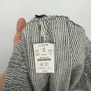 J.Crew Linen Cotton‎ Striped Drawstring Pants Black White Womens Size 6 NEW thumbnail 3