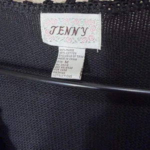 Vintage JENNY Black Embroidered Floral Button‎ Front V-Neck Knit Vest M thumbnail 4