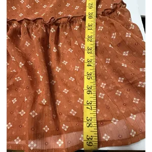Lucky Brand Rust Dress Shimmer Peasant Boho Tiered Size M Midi‎ Puff Sleeve New thumbnail 4