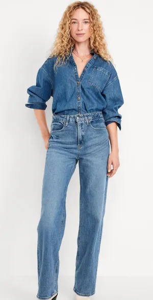Old Navy High Rise Wide Leg Jeans thumbnail 1