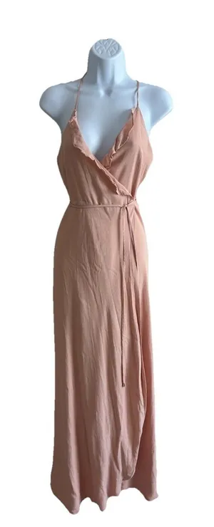 Lovers +‎ Friends Nostalgia Wrap Maxi Halter dress Pink Small Revolve thumbnail 1