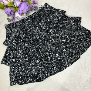 Very J NWT Boutique Black and White Polka Dot Tiered Skirt thumbnail 1