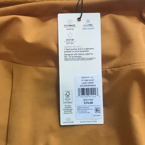 Calia Women's 14" Side Pleat Court Skort in Golden Warmth size XL NWT thumbnail 7