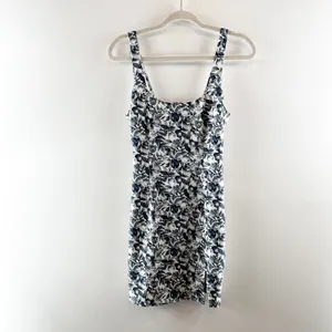 Abercrombie & Fitch Satin Sculpt Floral Sleeveless Slip Mini Dress Blue Small thumbnail 3