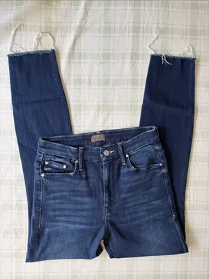 MOTHER Dark Blue Slim Fit Jeans thumbnail 3