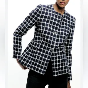 ZARA Tweed Preppy Knot Button Blazer Jacket‎ Size Large thumbnail 2