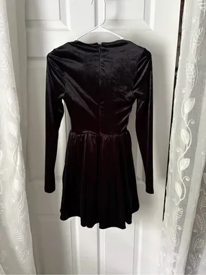 Oh Polly Black flattering Tera Velvet Square Neck Mini Dress corset bodice sz 2 thumbnail 8
