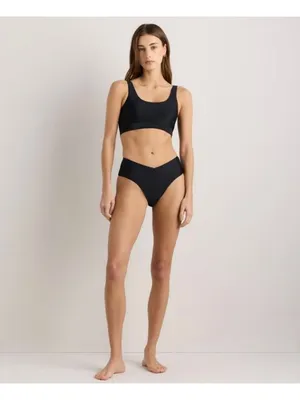 NWT Quince Italian V-Cut High-Rise Bikini Bottom in Black - Size: Small thumbnail 8